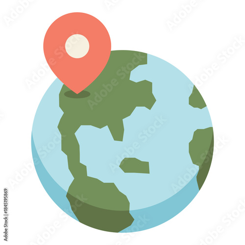 pin location world globe flat icon