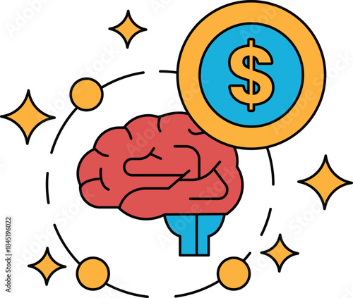 A brain with a dollar sign next to it