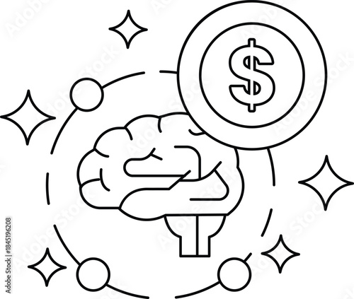 A brain with a dollar sign next to it