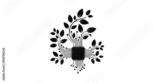 Digital tree of life symbolizing technology and nature's interconnected growth