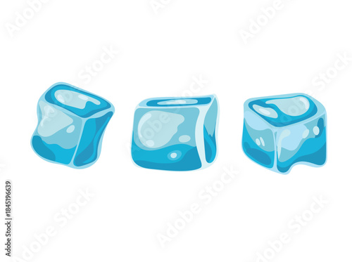 Ice Cubes. Flat vector clipart, illustration with isolated background.