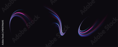 Road swirl line color light motion traffic speed city night.
