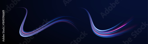 Line road swirl color light dynamic motion speed traffic city.
