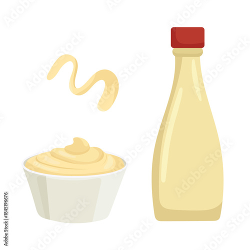 Mayonnaise. Flat vector clipart, illustration with isolated background.
