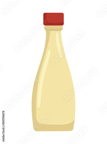 Mayonnaise bottle. Flat vector clipart, illustration with isolated background.