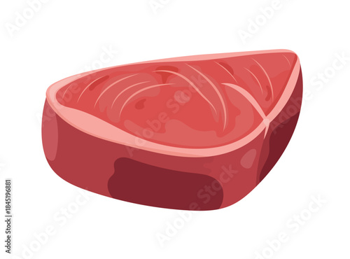 Tuna raw steak. Flat vector clipart, illustration with isolated background.