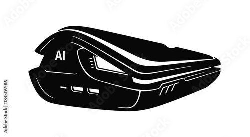 Sleek, futuristic AI-powered computer mouse with innovative design