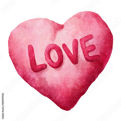 Stylized watercolor Love Pillow vector, modern artistic illustration with high-quality details on a pure white background.