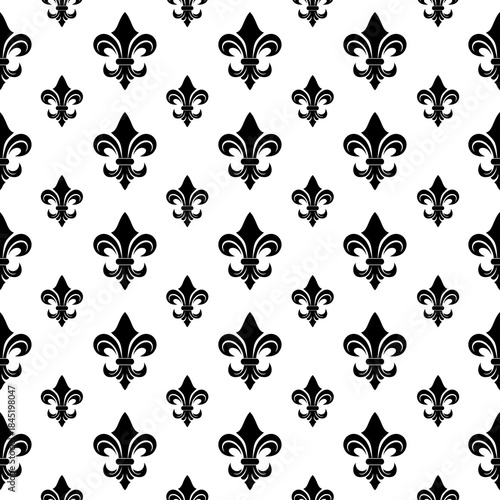 Fleur de lis seamless pattern isolated on white background