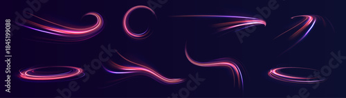 Swirl line color road light motion traffic speed night city.
