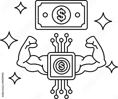 A man with a muscular build is holding a dollar bill in his hand