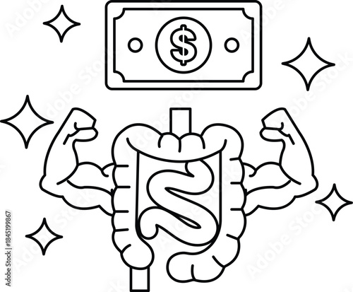 A dollar bill is on top of a person's stomach