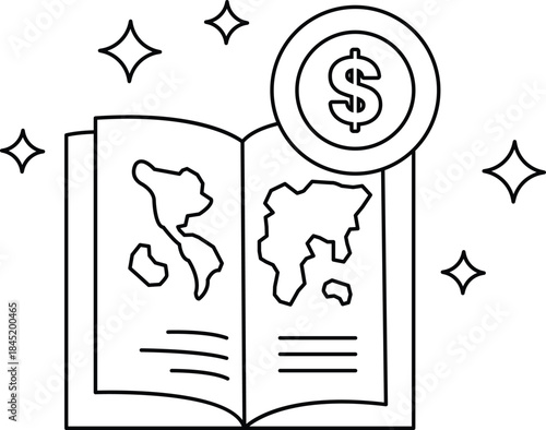 A book with a dollar sign on top of it
