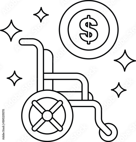 A wheeled chair with a dollar sign on it