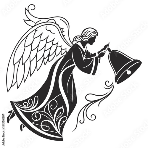 Christmas angel bell silhouette religious elegance 