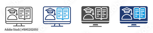virtual school icon sheet with multiple style