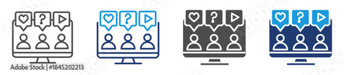 social media discussions icon sheet with multiple style