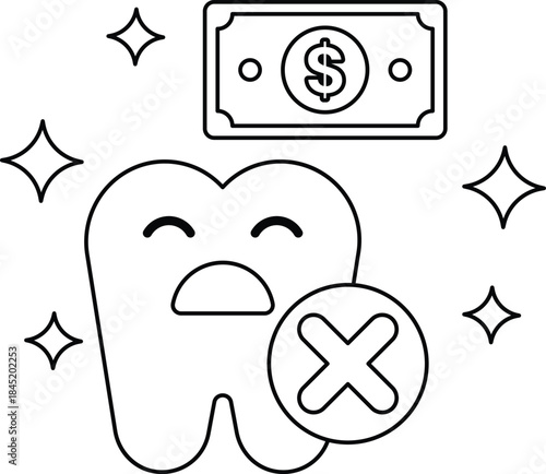 A tooth with a dollar bill on top of it