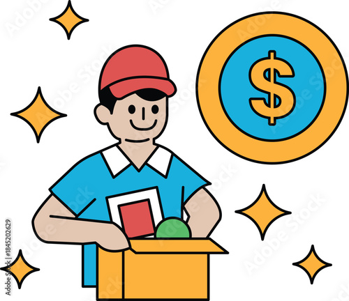 A man is holding a box and smiling