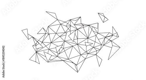 Abstract geometric network of interconnected triangles and lines for digital art design.