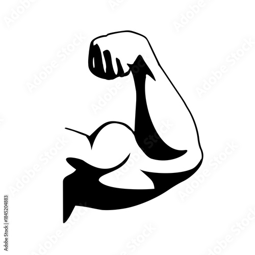 Flexed Biceps Arm Icon, Muscle Strength Illustration, Bodybuilding Power Symbol, Gym Fitness Arm Design, Strong Muscle Logo