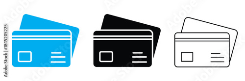 Credit card icon vector set. Silhouette of Credit or Debit card vector. Minimalist outline credit card symbol. Vector illustration.