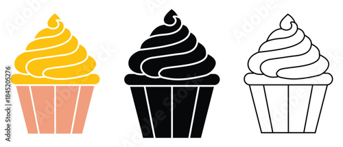 Cupcake vector illustration. Cupcake icon vector symbol. Silhouette of cupcake design for app, logo, web and others. Vector illustration.