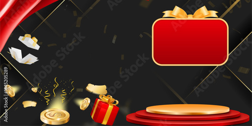 A striking black and red background for advertising and product presentations, perfect for online marketing campaigns. Suitable for shopping, promotions, events, or festive occasions.