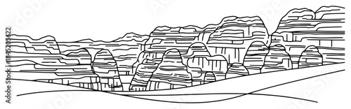 Tsingy stone forest limestone rock formations in madagascar landscape outline