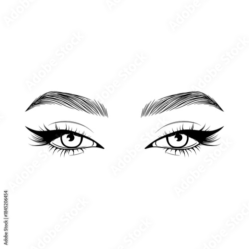 Female Eyes Illustration, Eyeliner Makeup Vector, Beauty Fashion Eye Design, Cosmetic Branding Graphic, Glamour Eye Art