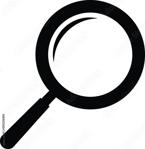 Black Magnifying Glass Icon on White Background search find