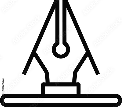 Black outline icon of a fountain pen nib on a white background writing calligraphy