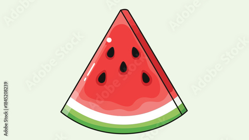 Bright cartoon-style slice of watermelon with vibrant colors and appealing design