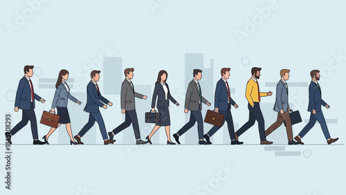 Business professionals walking in a modern urban setting representing workplace mobility and