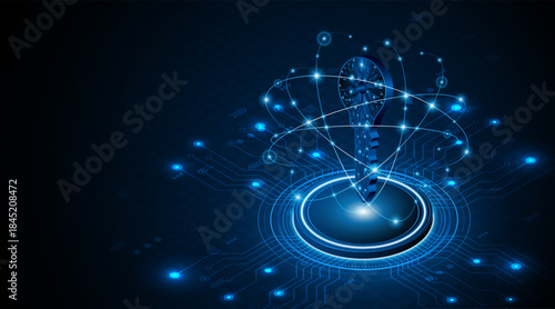 technology circuit board key icon. Cyber ​​data security and privacy concept. modern technology innovation concept background