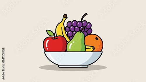 Colorful Assortment of Fresh Fruits in a Modern Style Illustration for Healthy Eating and Nutrition