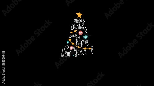 Merry Christmas and Happy New Year festive tree design