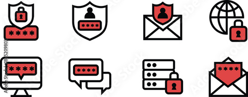 Editable Icon Set of Cyber Security, encryption, username, password, recovery for Web Developers, UI UX Designers, and Digital Asset