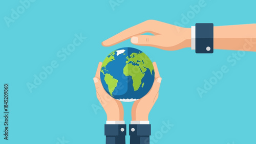 Concept of Global Conservation and Sustainable Care Highlighted by Hands Supporting Earth