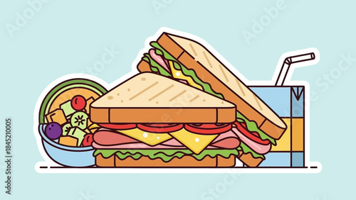 Delicious loaded sandwiches with fresh ingredients served with a side salad and a refreshing