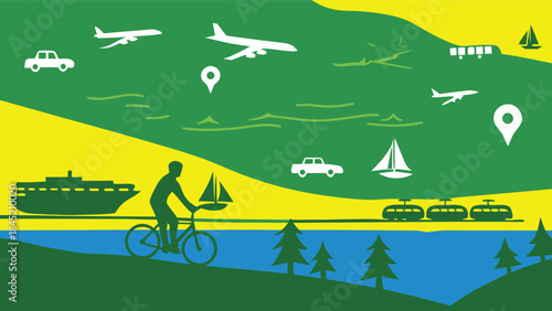  Global Transportation Network Concept Illustration with Vehicles and Travel Symbols