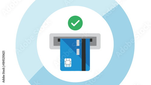 Digital banking security concept featuring a credit card and a check mark symbolizing