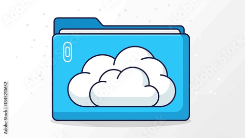 Digital cloud storage folder icon representing online data backup and cloud computing concept