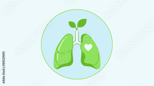 Eco-Friendly Concept of Lung Health with Plant Growing from the Prominent Organ Illustration