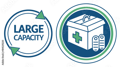 First Aid Kit & Large Capacity Health Safety Icons