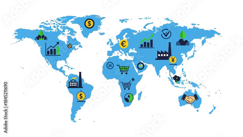 Global economic activities and financial growth indicators across continents
