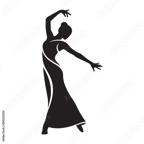 Bundle collection set design silhouette of a woman dancing flamenco or latin dance silhouette art design illustration