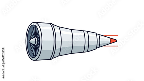 Illustration of a modern jet engine with detailed components and aerodynamic design for aviation
