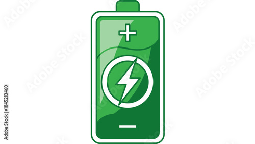 Illustration of a rechargeable battery with a health and energy symbol in a clean minimal style