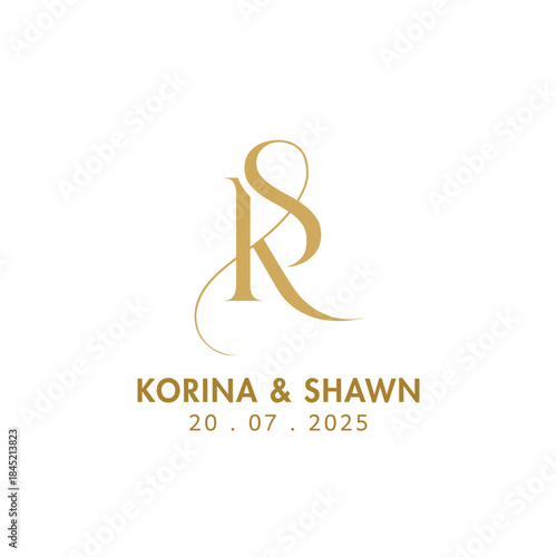 Luxury KS Wedding Monogram, Elegant Initial Branding Design, Premium Alphabet Logo, Romantic Calligraphy Identity, Classic Letter Logo